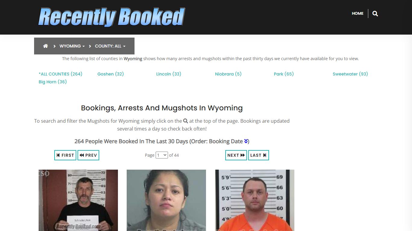 Recent bookings, Arrests, Mugshots in Wyoming - Recently Booked