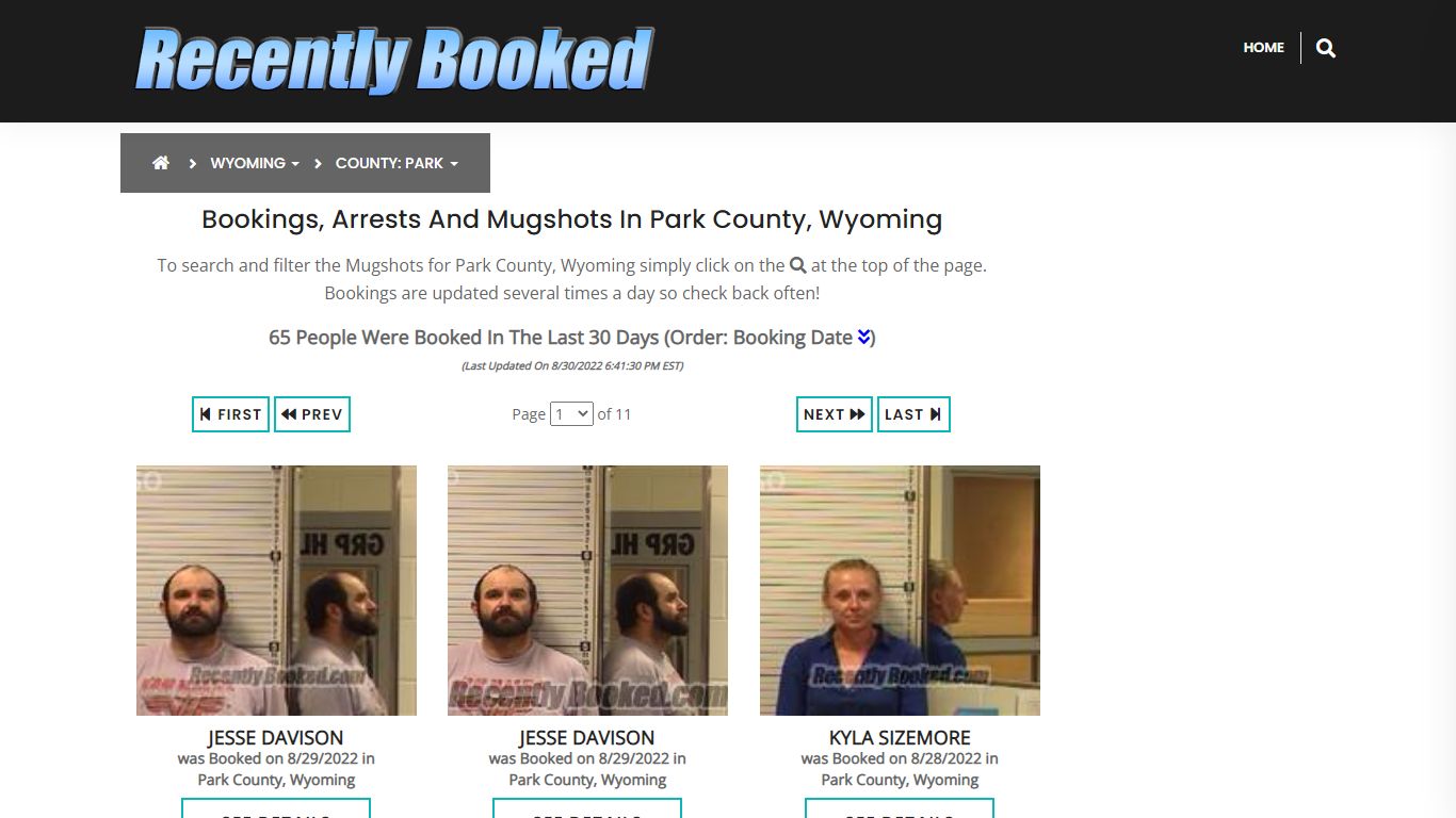 Recent bookings, Arrests, Mugshots in Park County, Wyoming